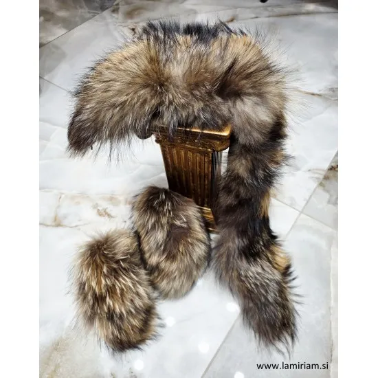 Set krzneni ovratnik in obroba za rokave lisičje-črna KC101