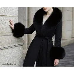 Set krzneni ovratnik in obroba za rokave črni KC100