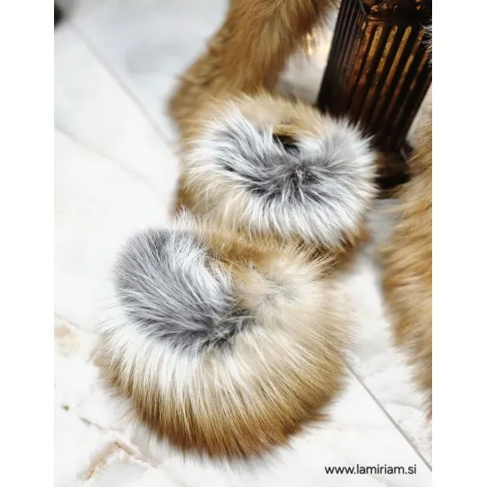 Set krzneni ovratnik in obroba za rokave Prestige pravo krzno lisičje-rjava KC102