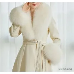 Set krzneni ovratnik in obroba za rokave bela KC100