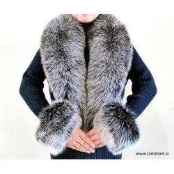Set krzneni ovratnik in obroba za rokave srebrna lisica KC100