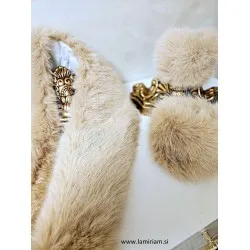 Set krzneni ovratnik in obroba za rokave bež KCU201