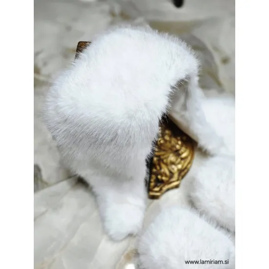 Set krzneni ovratnik in obroba za rokave beli KCU201