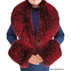 Set krzneni ovratnik in obroba za rokave bordo-rdeča KCU200