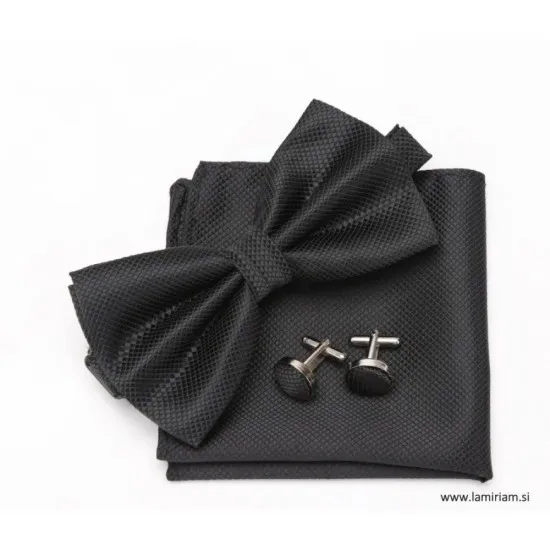 Moški 3-delni set metuljček črni MS102 Moški set-metuljček Moški 3-delni set metuljček črni MS102 Moški set-metuljček