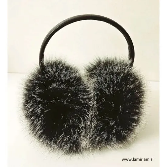 Modni naušniki pravo krzno - slušalke antracit-siva N100 Modni krzneni šali in kape