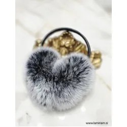 Modni naušniki pravo krzno - svetlo-sivi N100