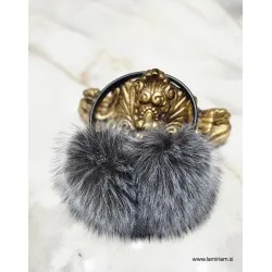 Modni naušniki - slušalke umetno krzno sivi N101