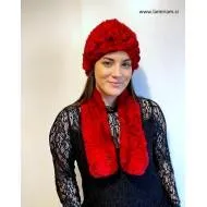 Komplet kapa in šal škrlatno rdeča KŠ101