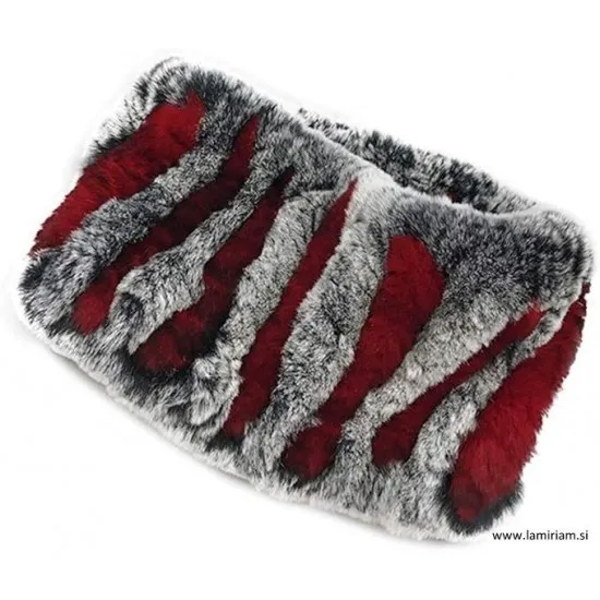  Naglavni trak sivo-rdeč NT100 Modni krzneni šali in kape