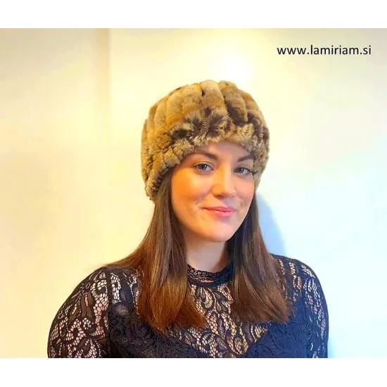 Naglavni trak kamel rjavi NT100 Modni krzneni šali in kape