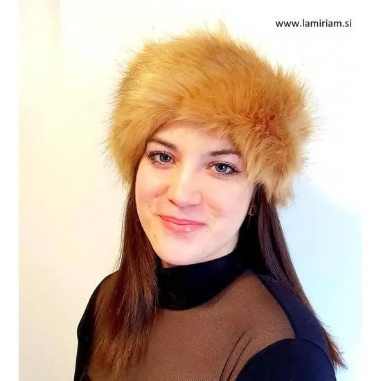 Naglavni trak umetno krzno camel-rjavi NT102