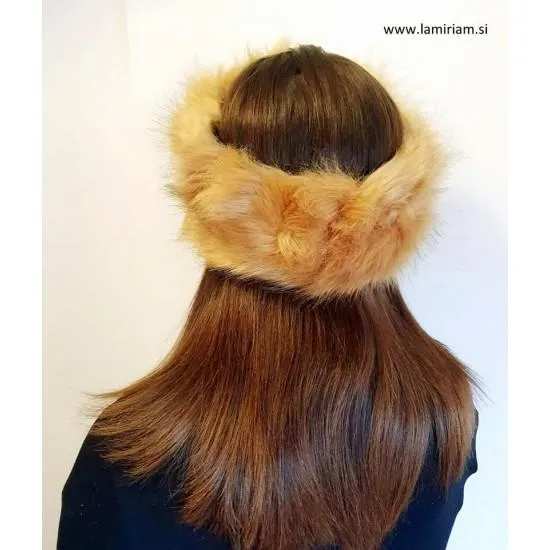 Naglavni trak umetno krzno camel-rjavi NT102