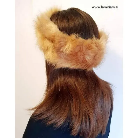 Naglavni trak umetno krzno camel-rjavi NT102