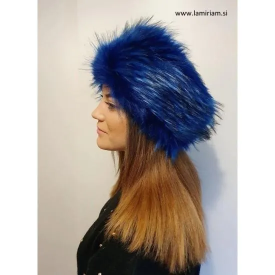 Naglavni trak umetno krzno kraljevo-moder NT102