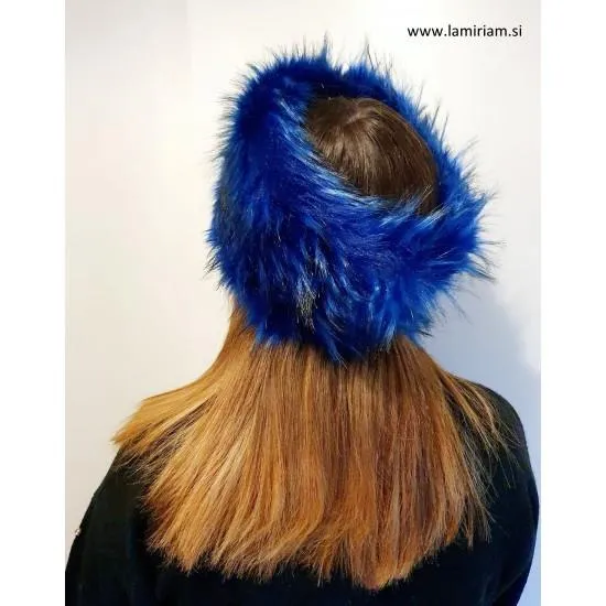 Naglavni trak umetno krzno kraljevo-moder NT102