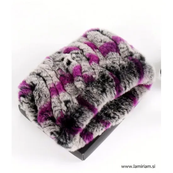 Naglavni trak pink-sivi NT100 Modni krzneni šali in kape