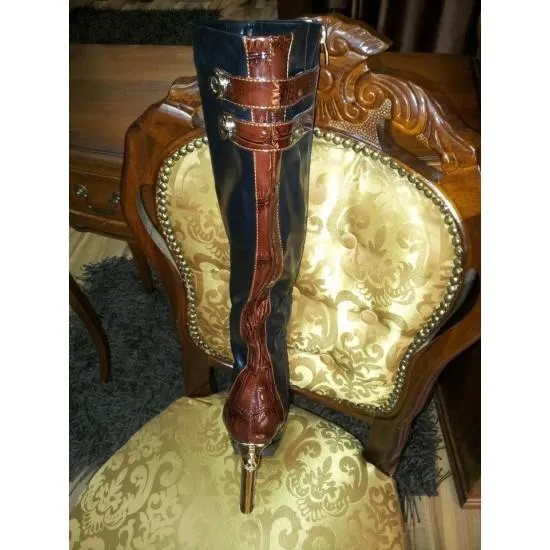 Ženski škornji črno-rjavi M631  