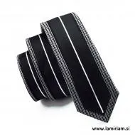 Moška kravata vertikal črte črno-bela KR103