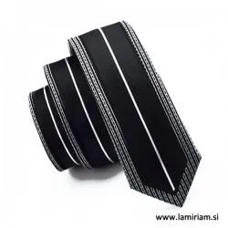 Moška kravata vertikal črte črno-bela KR103