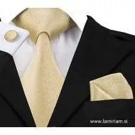  Moška svečana kravata 3-delni set šampanjec-zlata svetla KR103