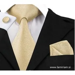  Moška svečana kravata 3-delni set šampanjec-zlata svetla KR103