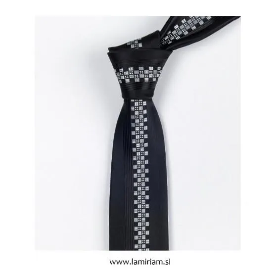 Moška kravata črno-srebrna KR103 ab Moške kravate 