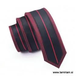 Moška kravata vertikal črte črno-bordo rdeča KR103