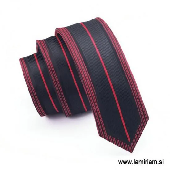 Moška kravata vertikal črte črno-bordo rdeča KR103