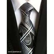 Moška kravata jacquard črno-siva KR102