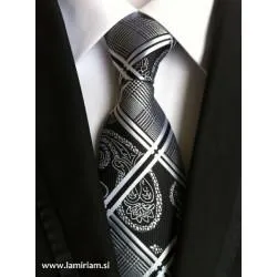 Moška kravata jacquard črno-siva KR102 Moška kravata jacquard črno-siva KR102