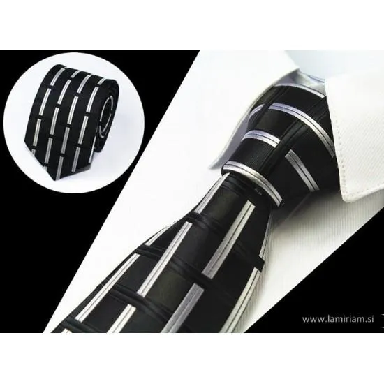 Moška kravata jacquard črno-sivo-srebrna KR102 Moške kravate 