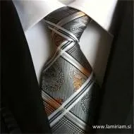 Moška kravata jacquard sivo-oker KR102