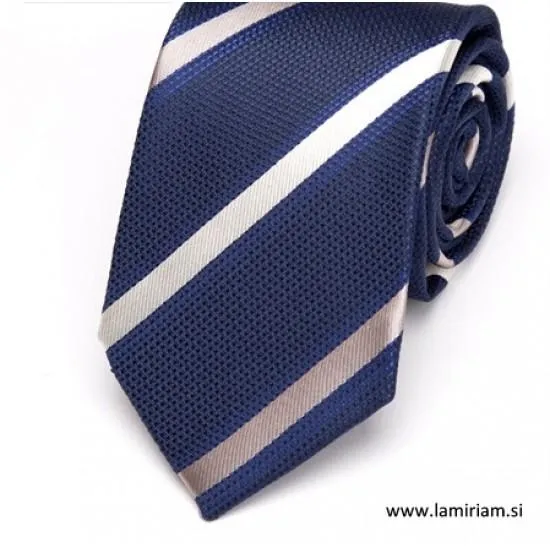 Moška kravata modra s sivo-antracit črtami KR102