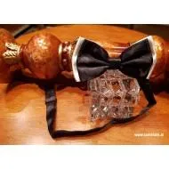 Moški metuljček črno-beli saten M103