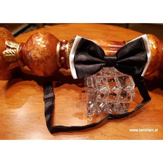 Moški metuljček črno-beli saten M103 Moški metuljčki