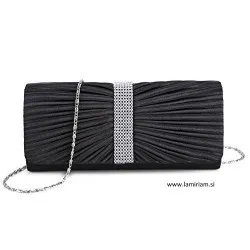 Ženska večerna torbica črno-srebrna kristal T100