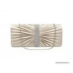 Ženska večerna torbica šampanjec kristal T100