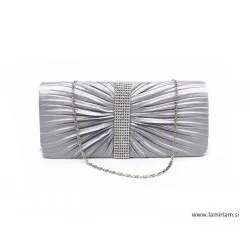 Ženska večerna torbica srebrna kristal T100